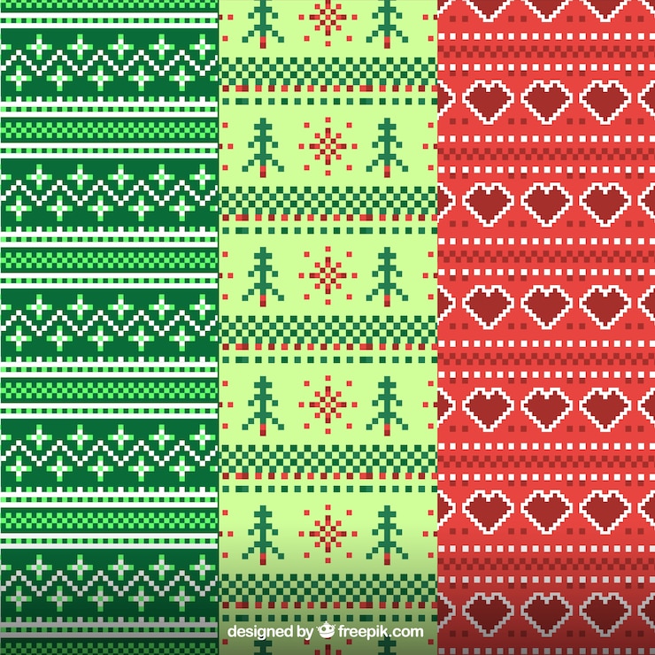 Vector Gratis pola natal dekoratif yang terbuat dari wol