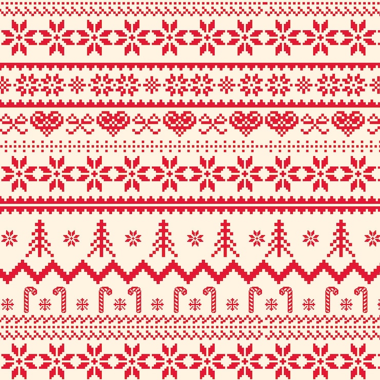 Vector Gratis pola natal rajutan