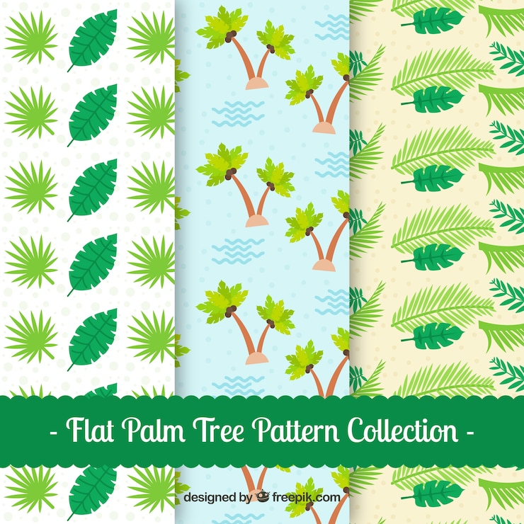 Vector Gratis pola pohon palem dan daun