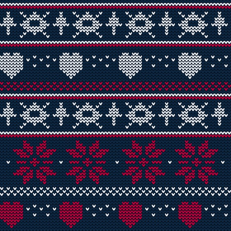 Vector Gratis pola rajutan natal yang indah