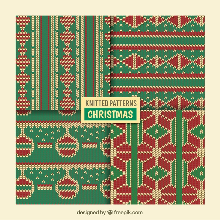 Vector Gratis pola rajutan natal