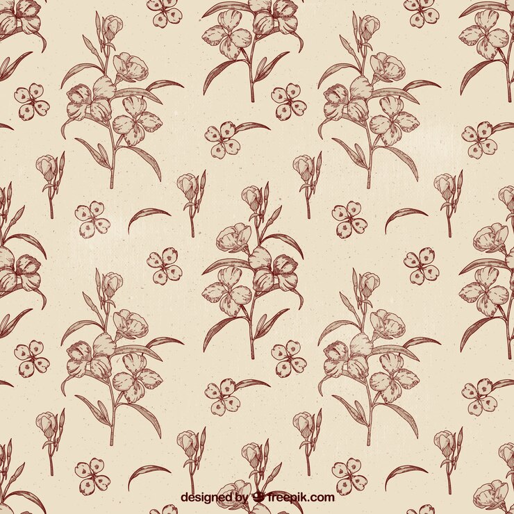 Vector Gratis pola vintage dengan bunga dekoratif