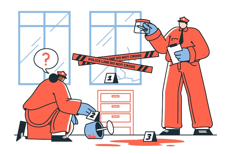 Vector Gratis police officers at the crime scene concept illustration