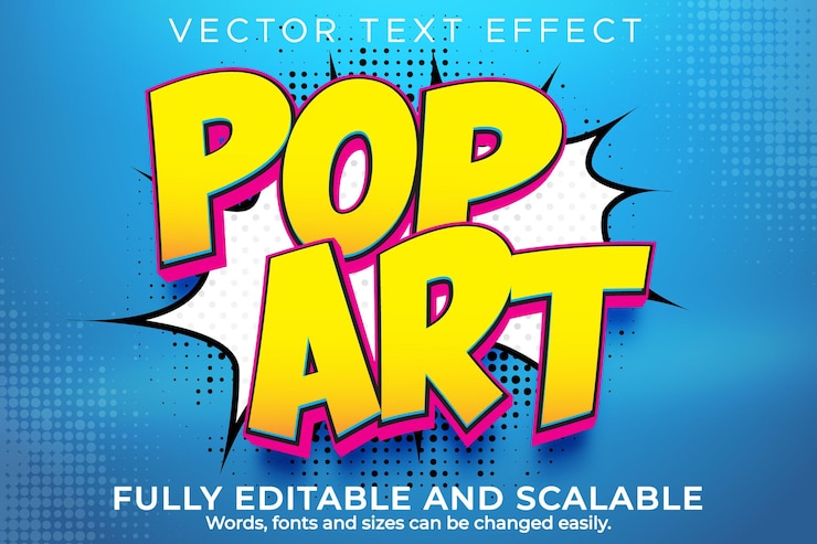 Vector Gratis pop art text effect editable retro and vintage text style