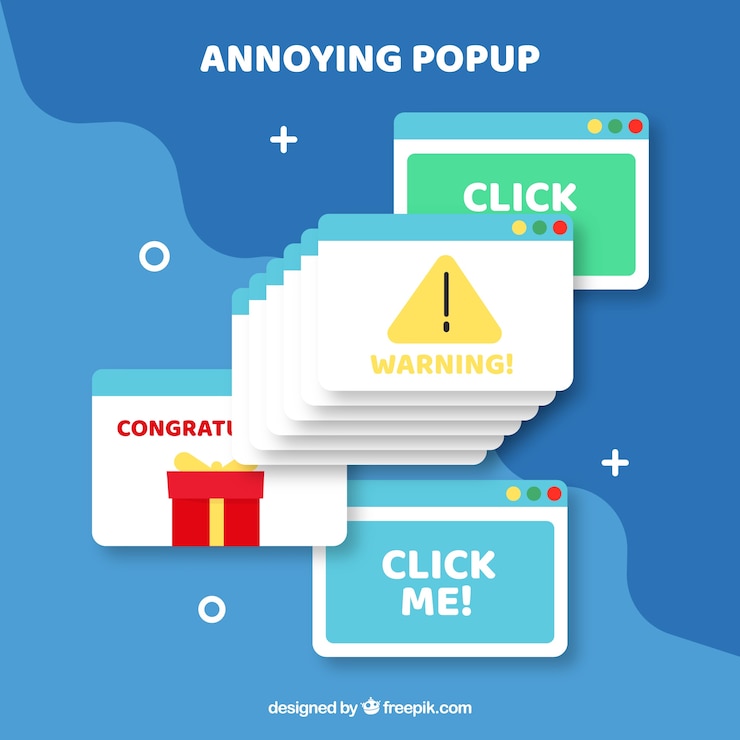 Vector Gratis pop-up berwarna-warni yang mengganggu dengan desain datar