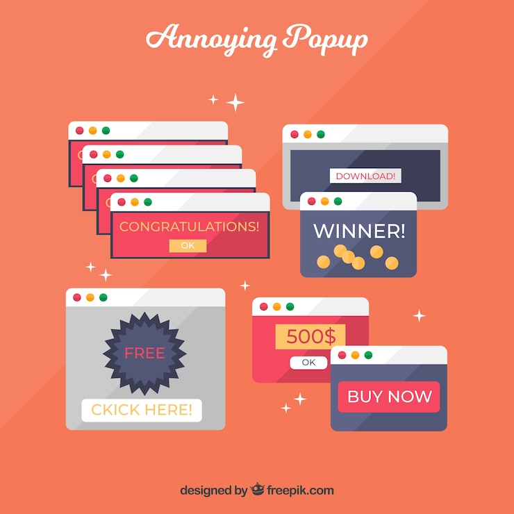 Vector Gratis pop-up berwarna-warni yang mengganggu dengan desain datar