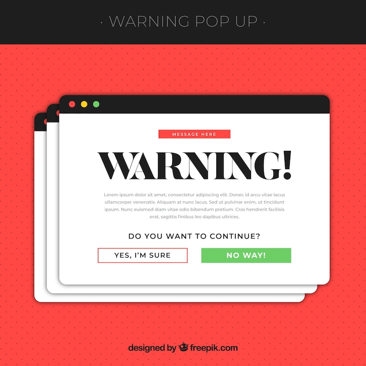 Vector Gratis pop-up peringatan warna-warni dengan desain datar