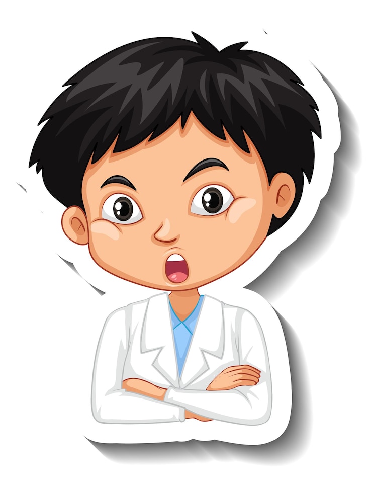 Vector Gratis portrait of a boy in science gown cartoon character sticker