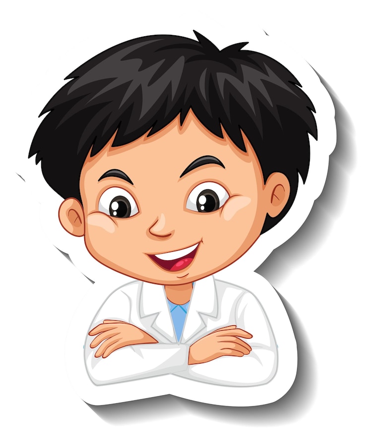 Vector Gratis portrait of a boy in science gown cartoon character sticker