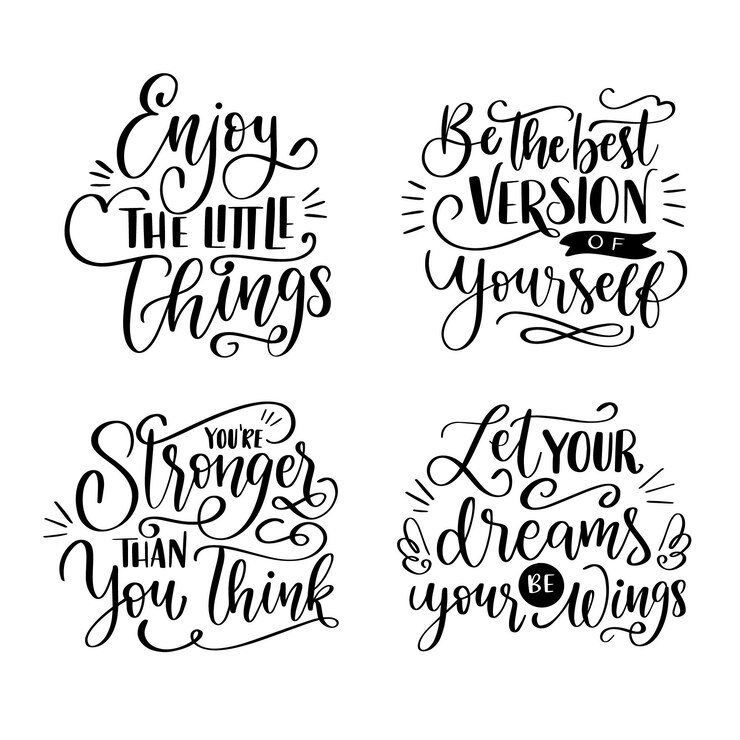 Vector Gratis positive lettering set