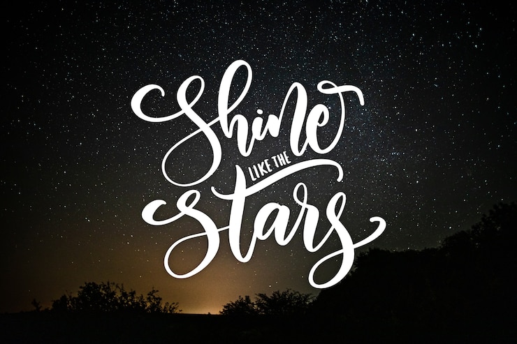 Vector Gratis positive lettering with night landscape