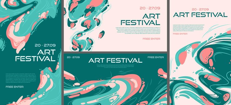 Vector Gratis poster abstrak atau selebaran undangan festival seni