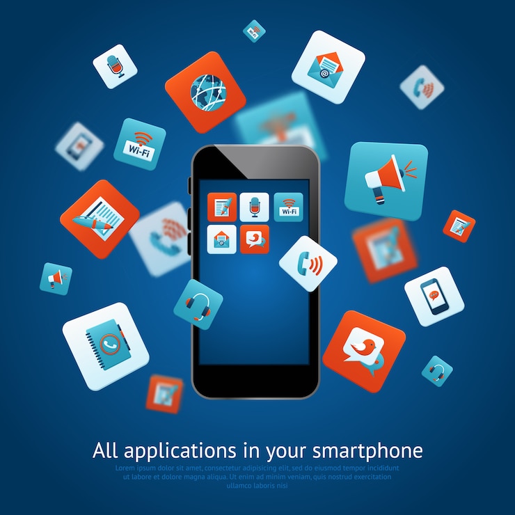 Vector Gratis poster aplikasi smartphone