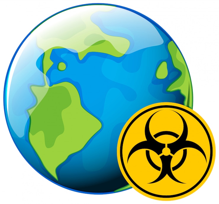Vector Gratis poster design for coronavirus theme with biohazard sign on earth