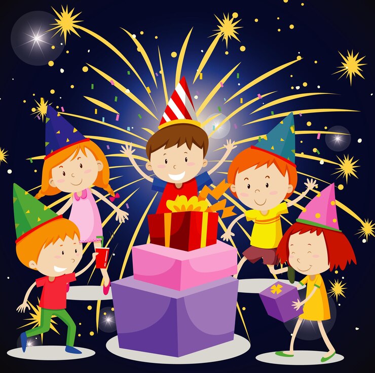 Vector Gratis poster design for party fun with happy kids