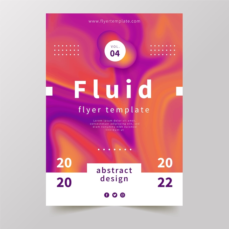 Vector Gratis poster efek fluid warna-warni dan desain memphis