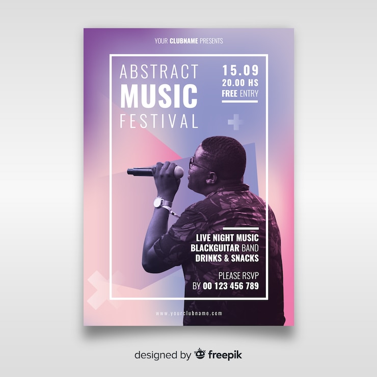Vector Gratis poster festival musik dengan foto