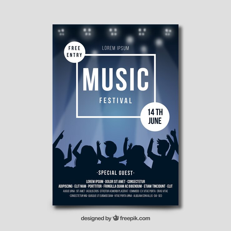 Vector Gratis poster festival musik digambar tangan