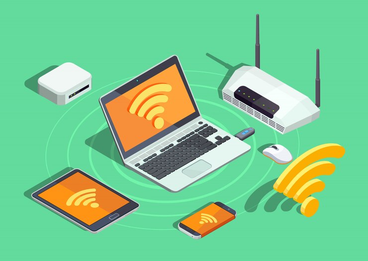 Vector Gratis poster isometrik perangkat elektronik teknologi nirkabel