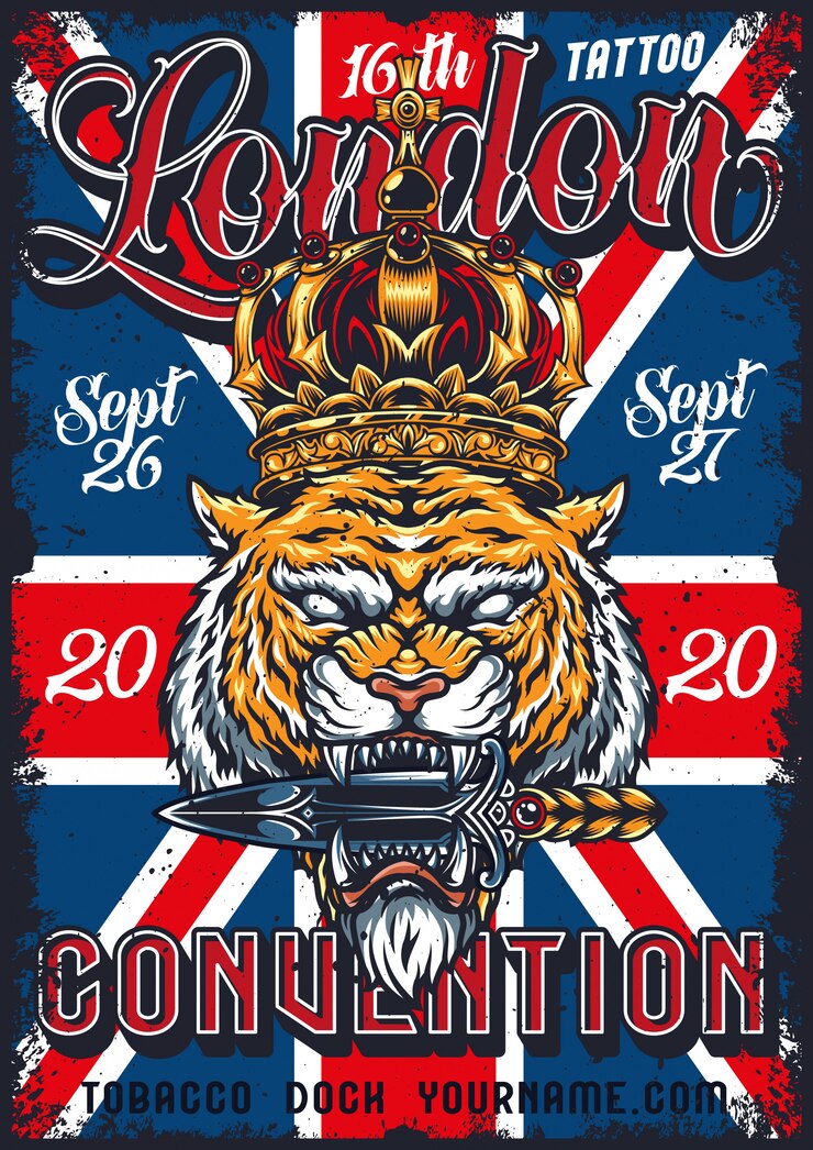 Vector Gratis poster konvensi tato vintage di london