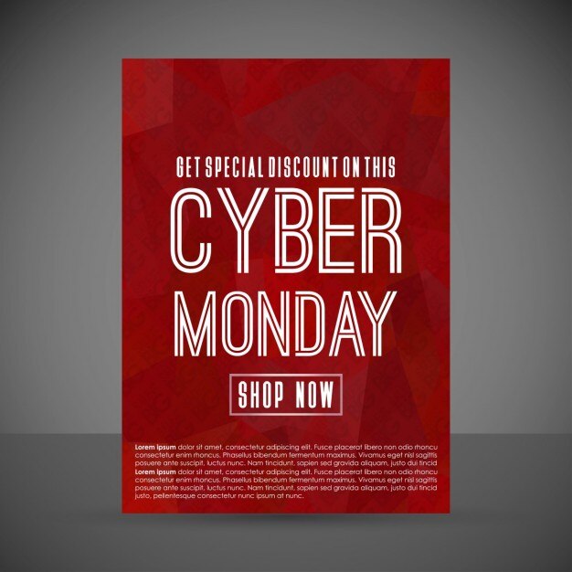 Vector Gratis poster merah, cyber monday