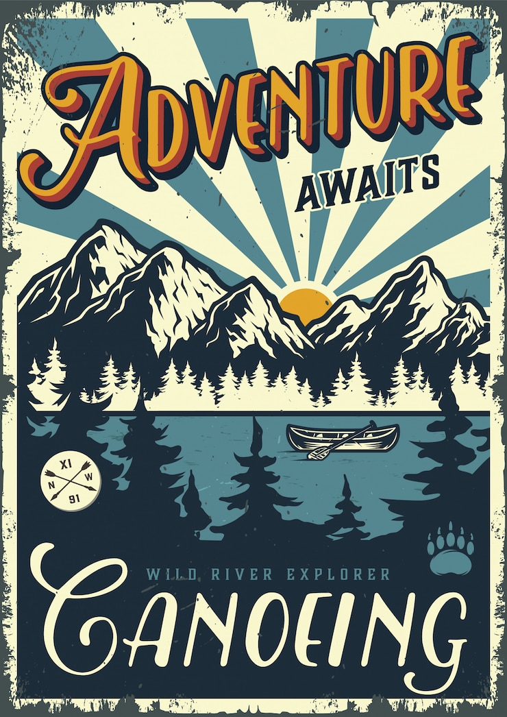 Vector Gratis poster petualangan musim panas vintage
