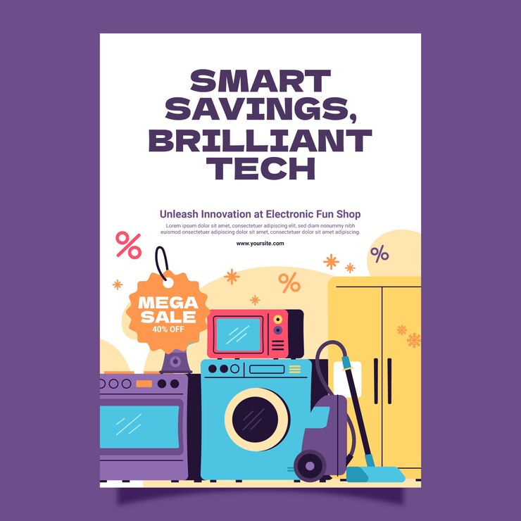 Vector Gratis poster toko elektronik yang digambar tangan