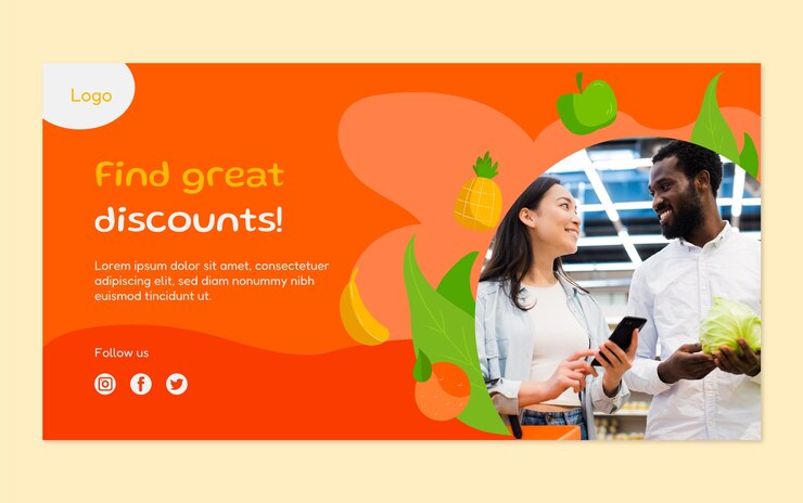 Vector Gratis postingan facebook supermarket digambar tangan