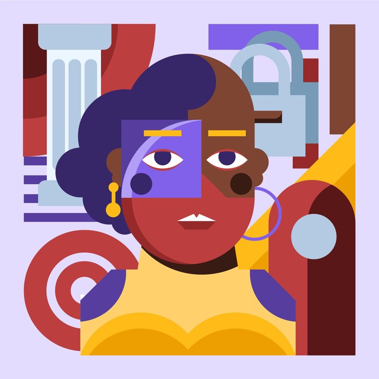 Vector Gratis potret desain datar dalam gaya seni dalam warna yang berbeda
