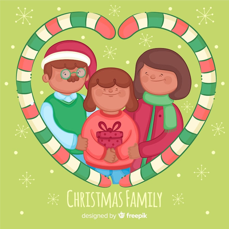 Vector Gratis potret keluarga natal