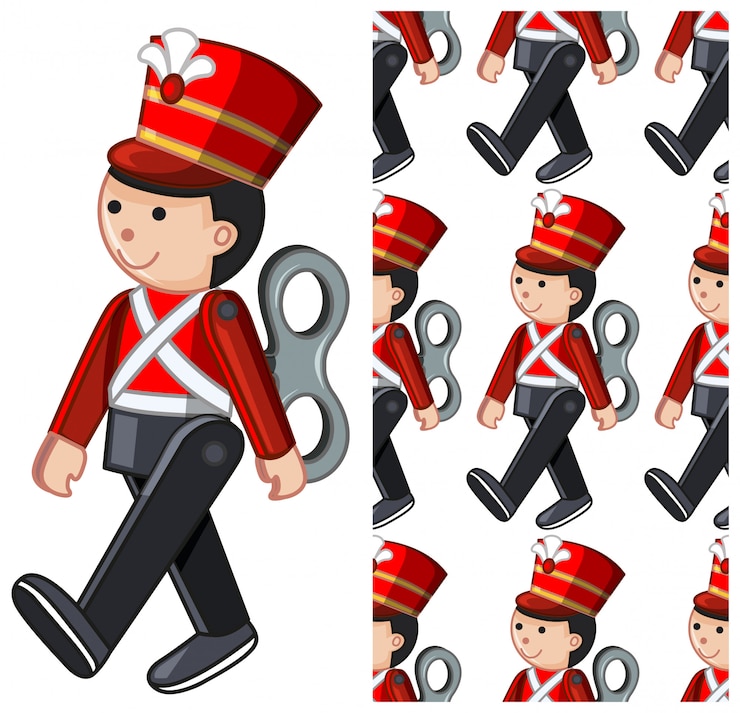 Vector Gratis prajurit mainan mulus terisolasi di atas putih