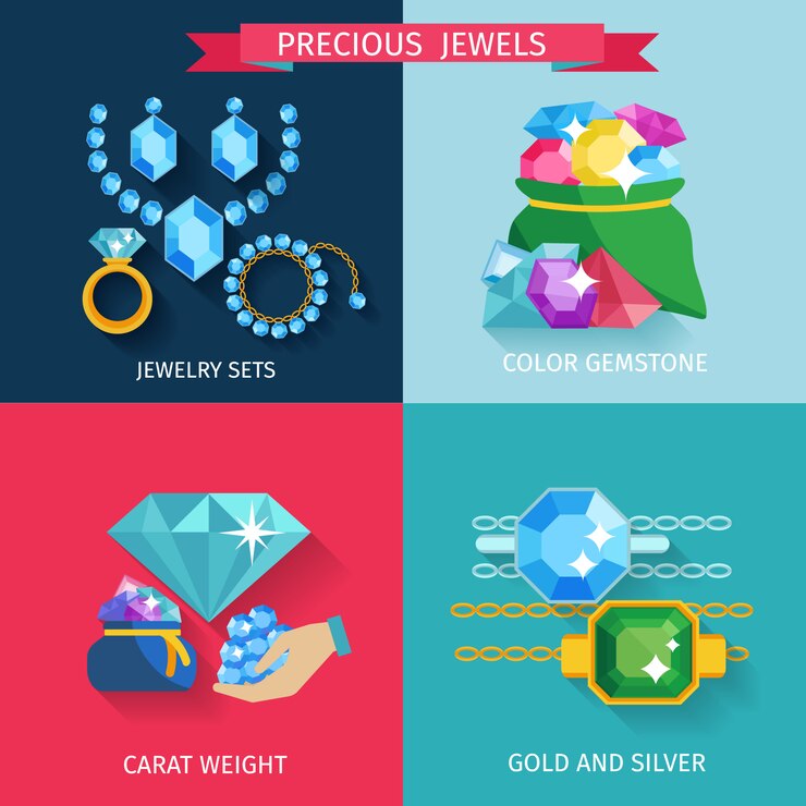 Vector Gratis precious jewels design concept set
