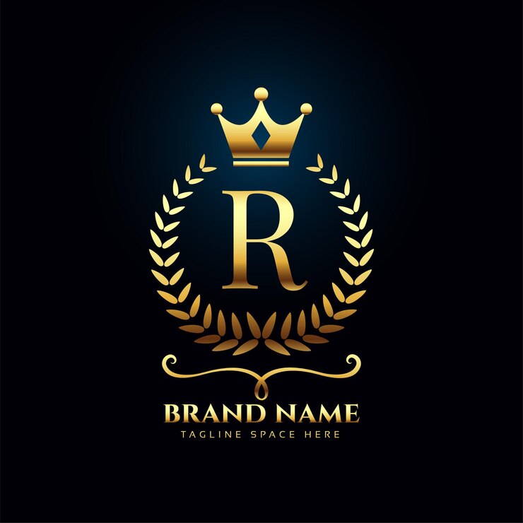 Vector Gratis premium luxury golden letter r logo concept with crown