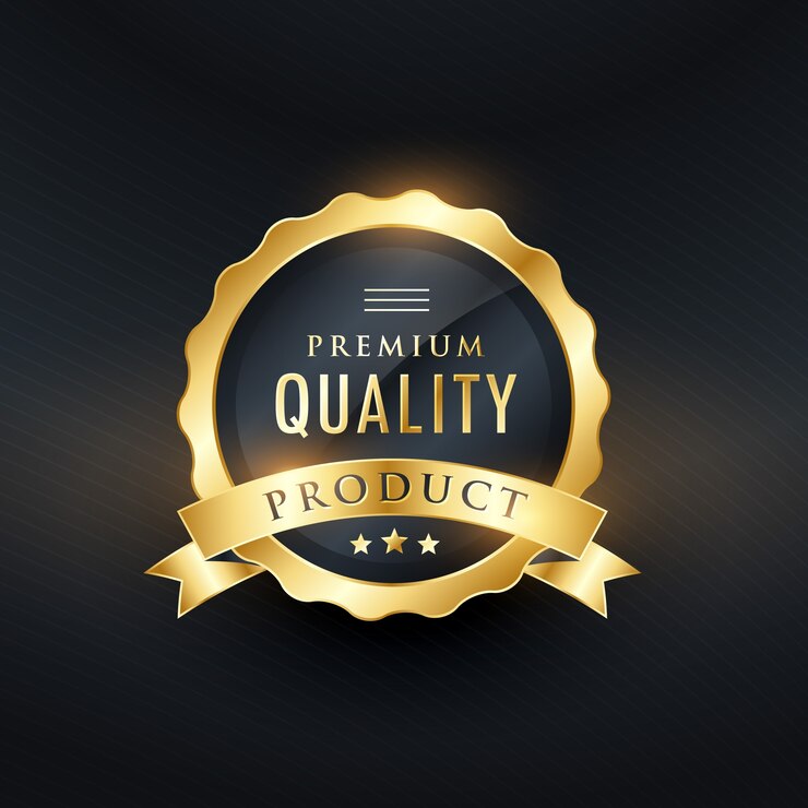 Vector Gratis premium quality product golden label design