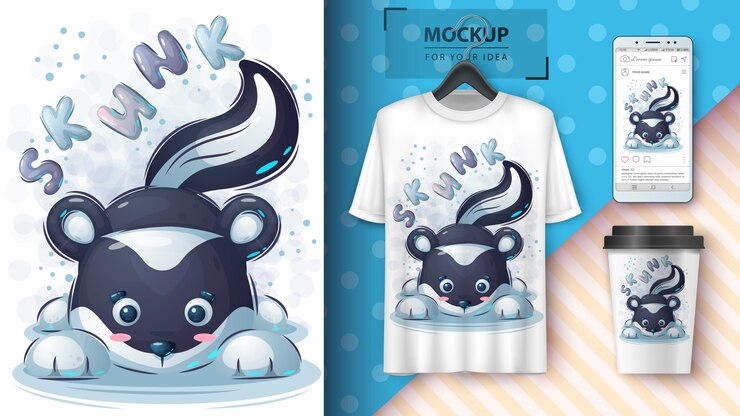 Vector Gratis pretty skunk poster and merchandising