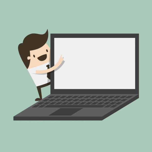 Vector Gratis pria dengan laptop