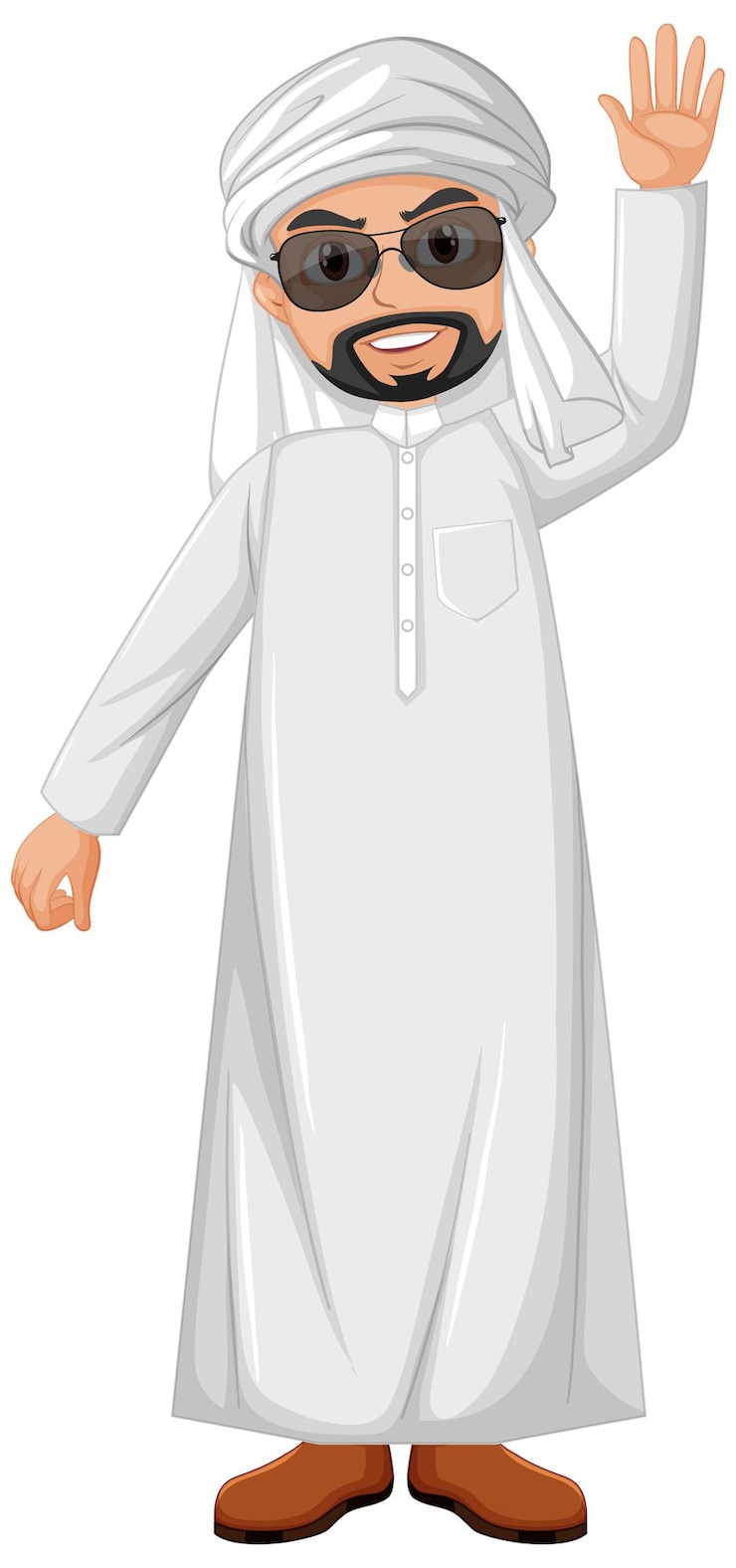 Vector Gratis pria dewasa arab mengenakan karakter kostum arab
