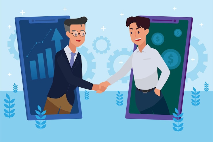 Vector Gratis pria korporat bahagia telah menyelesaikan pekerjaannya sebagai visi & misi dan merayakan, konsep keberhasilan kepemimpinan dan kemajuan karier, ilustrasi datar