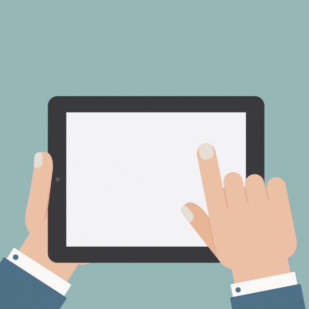 Vector Gratis pria menggunakan desain tablet