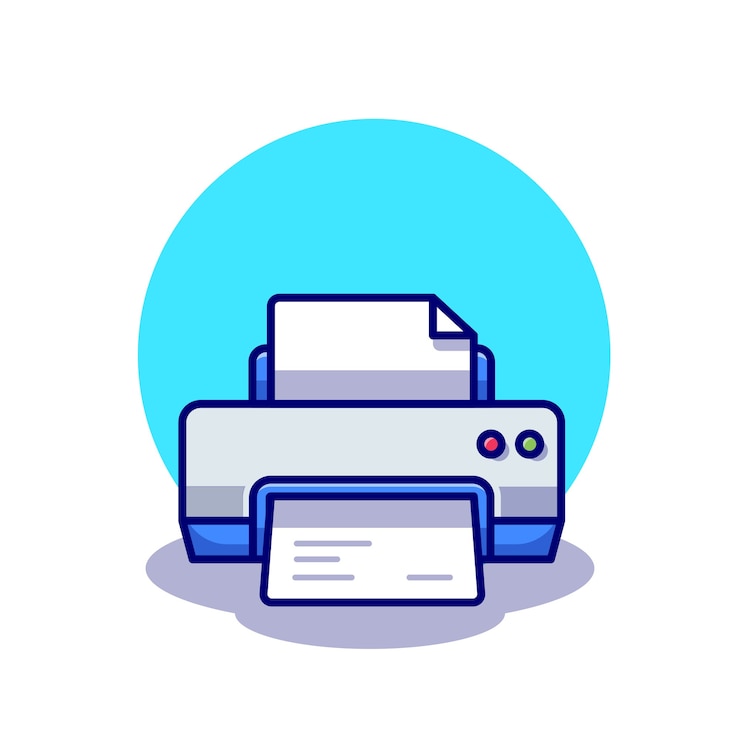 Vector Gratis printer with paper illustration