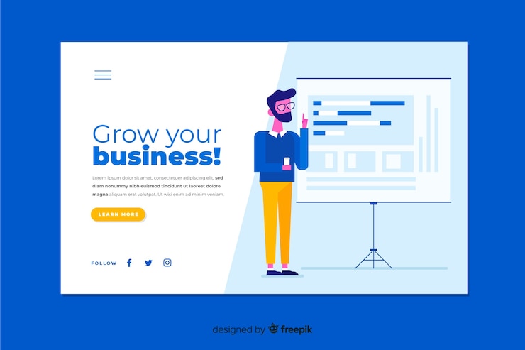 Vector Gratis professional grow your business landing page