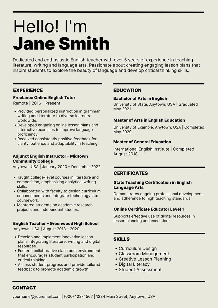 Vector Gratis professional minimalist resume