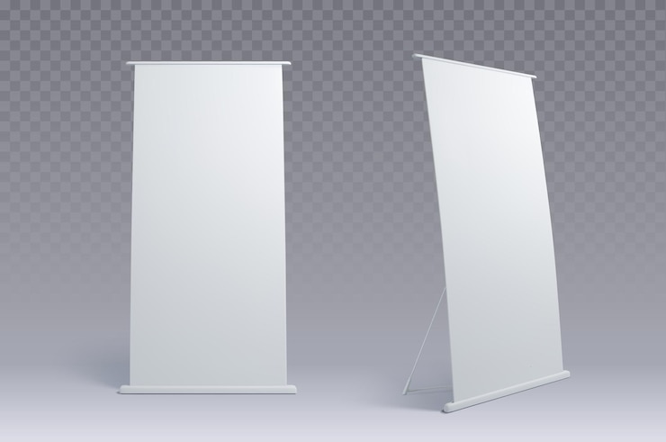 Vector Gratis promo white empty information roll up board