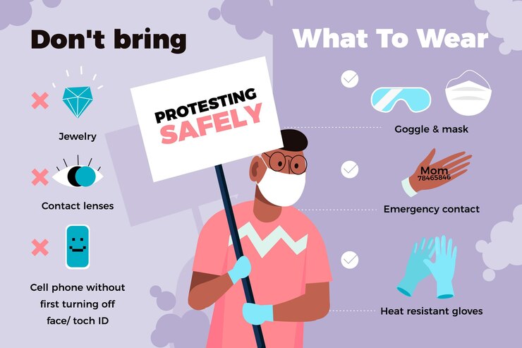 Vector Gratis protesting safely infographic