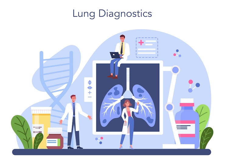 Vector Gratis pulmonologist idea of health and medical treatment healthy pulmonary system asthma pneumonia treatment and diagnostic isolated vector illustration