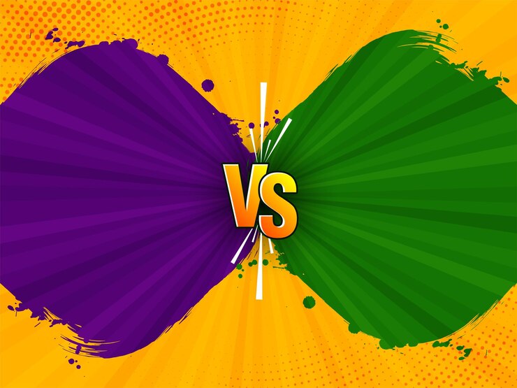 Vector Gratis purple and green comic style versus vs screen background