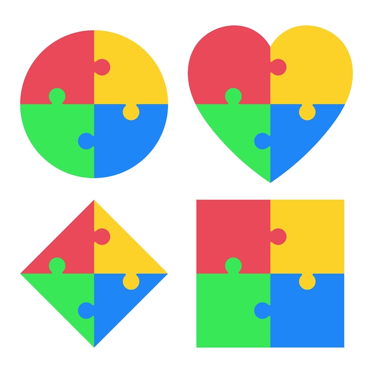 Vector Gratis puzzle shapes set square cirlce diamond and heart
