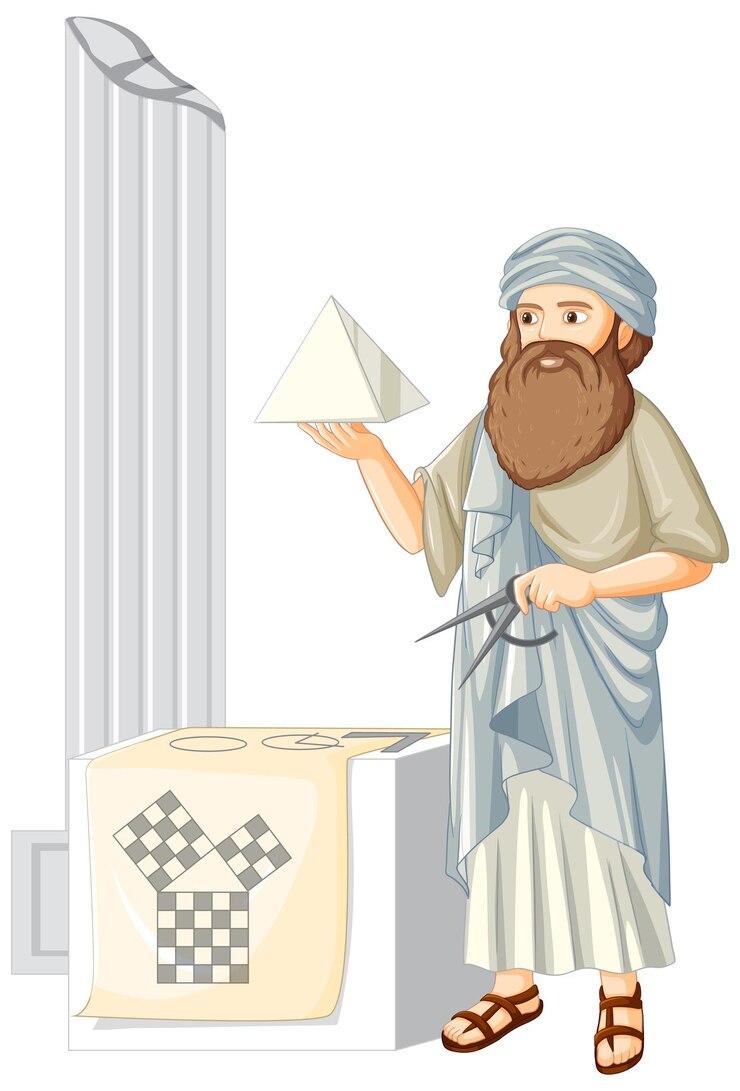Vector Gratis pythagoras cartoon character on white background
