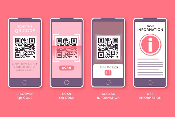 Vector Gratis qr code scan steps