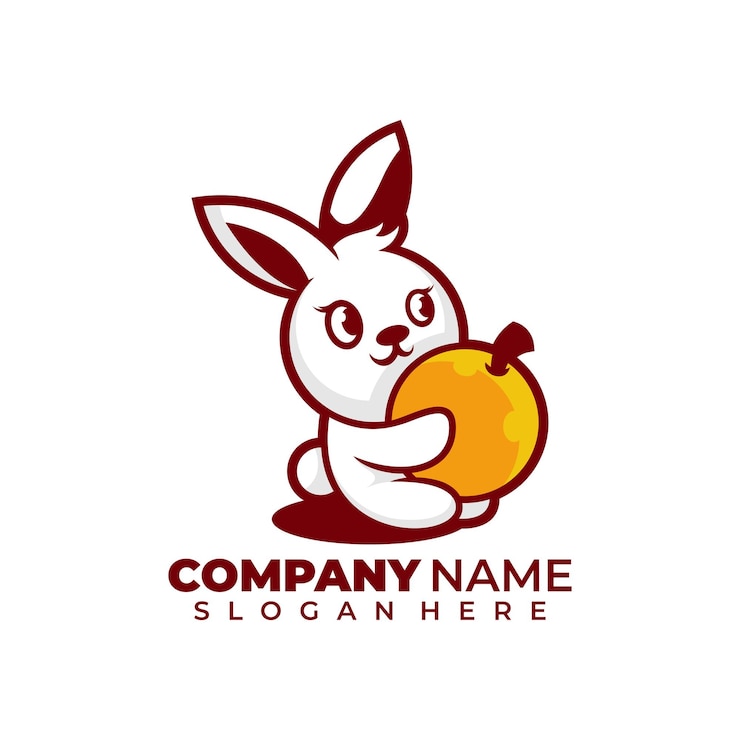 Vector Gratis rabbit and orange mascot logo